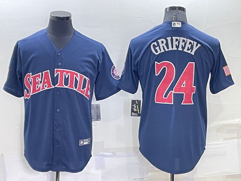 Men Seattle Mariners 24 Griffey Blue 2022 MLB Jersey